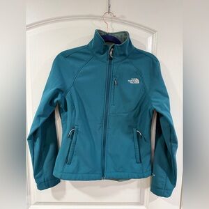 The North Face APEX Soft Shell Jacket Womens Small Teal Fleece Lined Zip